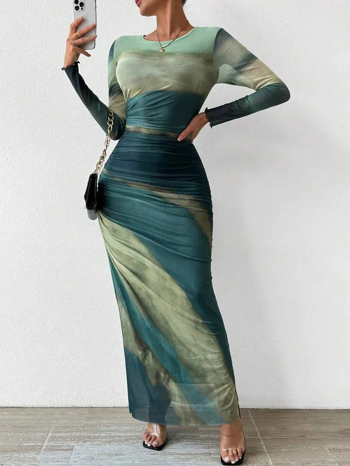 Robe longue aquarelle | Élégance artistique