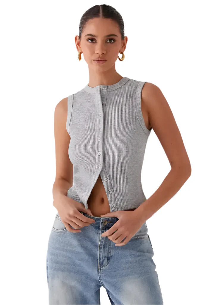 Débardeur cintré à boutons | Style ajusté pour sorties
