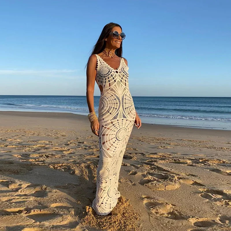 Robe longue crochetée | Élégance bohème chic