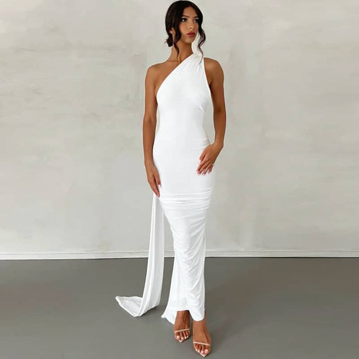Robe longue asymétrique | Élégance soirée