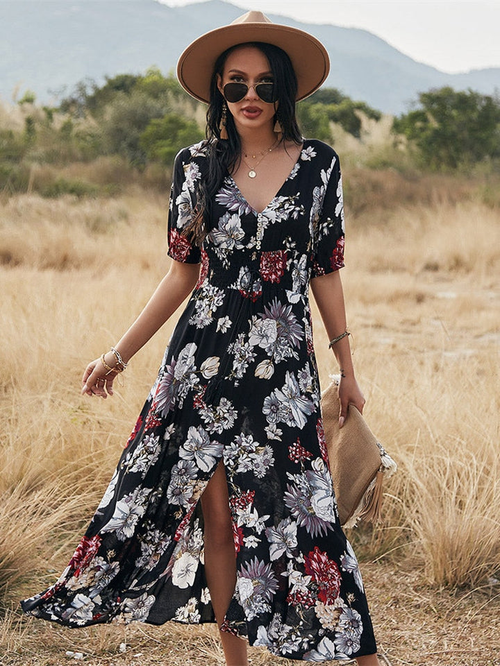 Robe longue fleurie | Élégance estivale