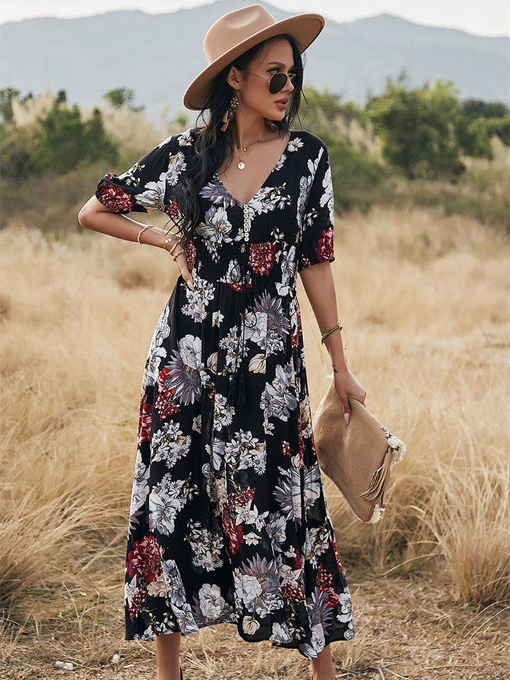 Robe longue fleurie | Élégance estivale