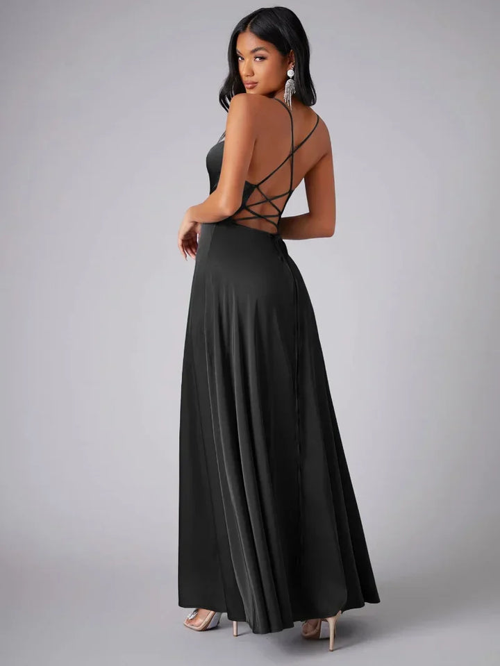 Robe longue élégante | Dos croisé fluide