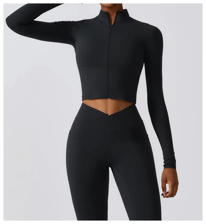 Haut court zippé sport | Flexibilité et maintien actif