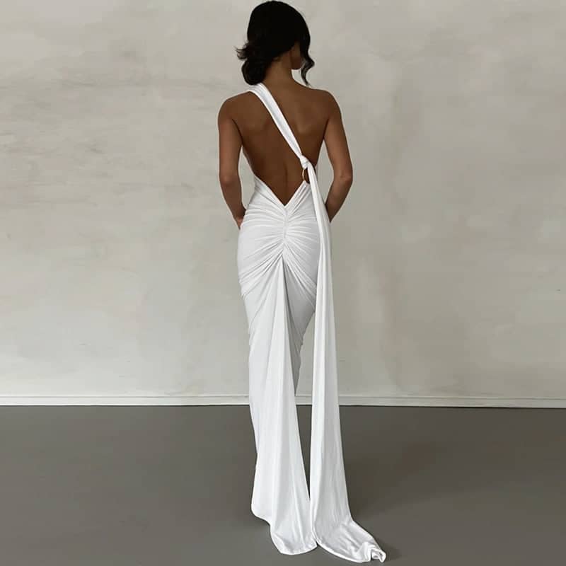 Robe longue asymétrique | Élégance soirée