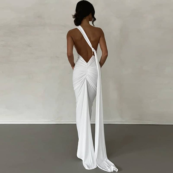 Robe longue asymétrique | Élégance soirée
