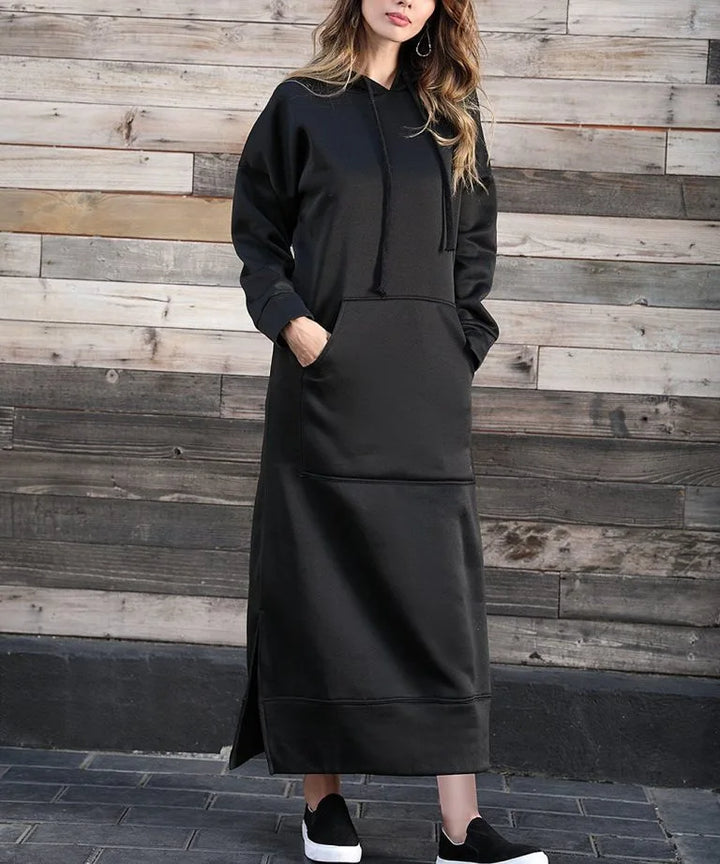 Robe longue sweat à capuche | Décontractée et chaude