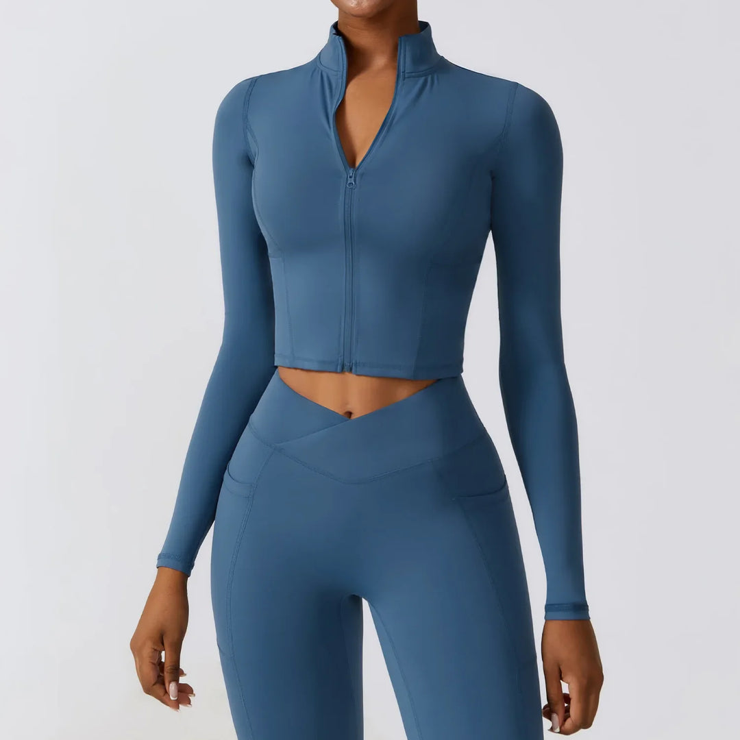 Haut court zippé sport | Flexibilité et maintien actif