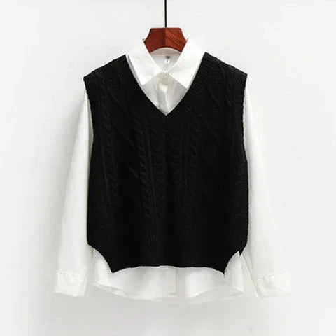 Pull sans manches torsadé | Parfait pour la mi-saison