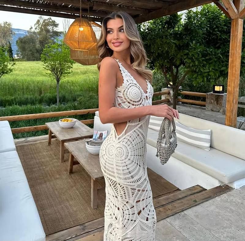 Robe longue crochetée | Élégance bohème chic