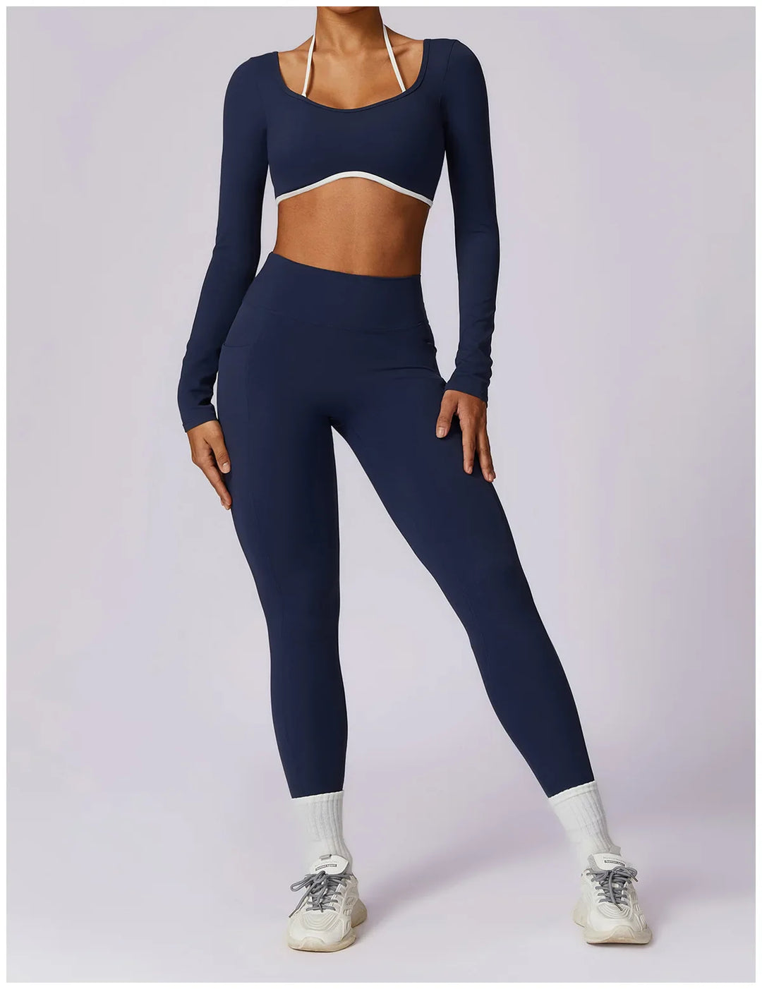 Ensemble yoga deux pièces manches longues | Maintien chic pour l'entraînement