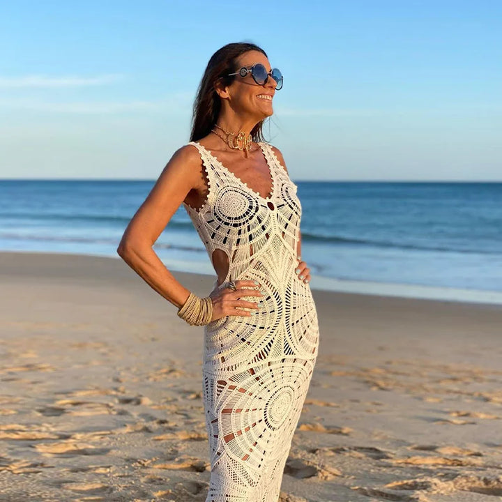 Robe longue crochetée | Élégance bohème chic