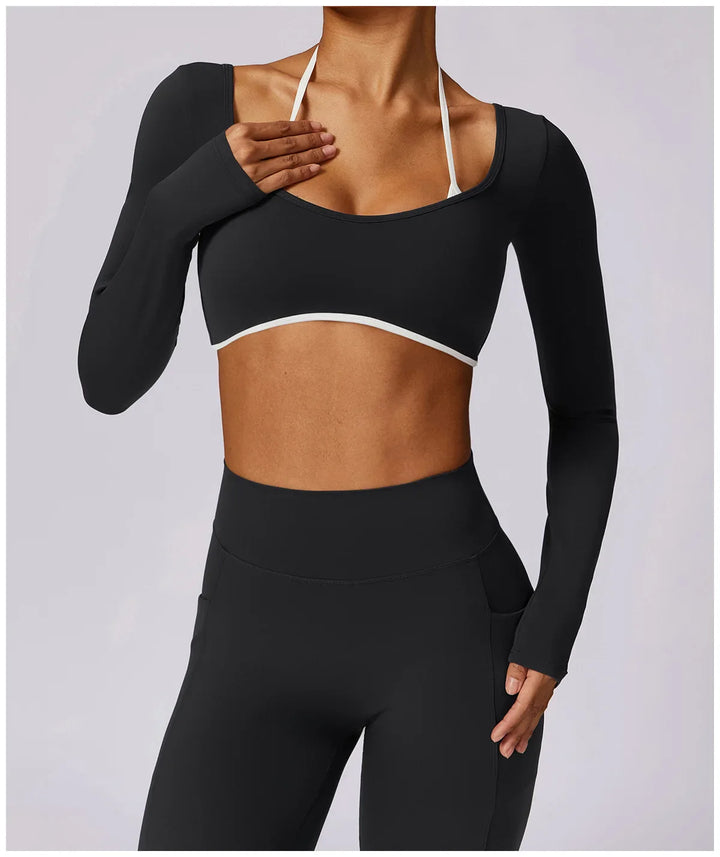 Ensemble yoga deux pièces manches longues | Maintien chic pour l'entraînement