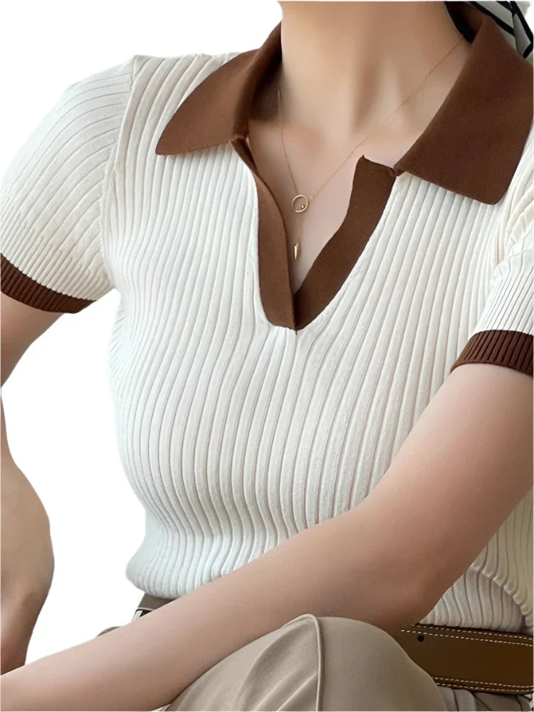 T-shirt polo côtelé | Élégance estivale ajustée