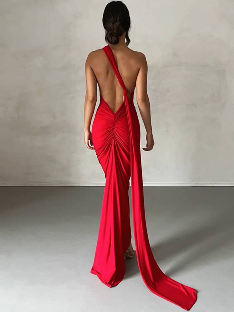 Robe longue asymétrique | Élégance soirée