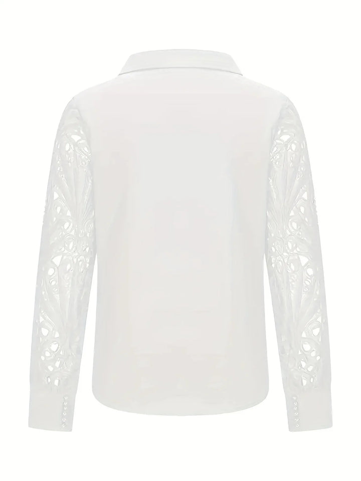 Blouse Élégante | Manches en Dentelle Perforée