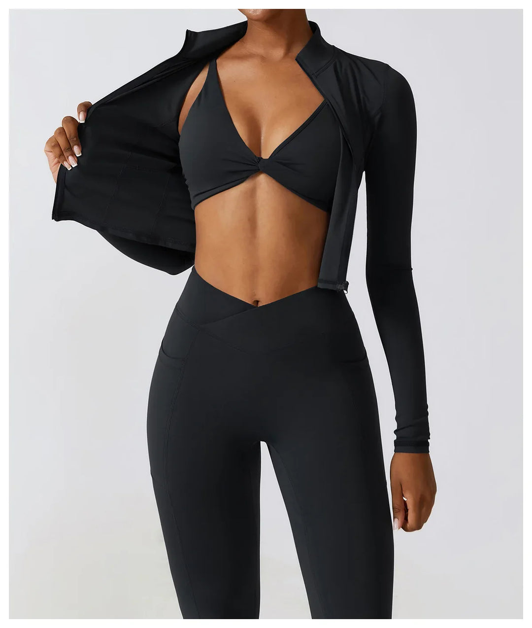 Haut court zippé sport | Flexibilité et maintien actif