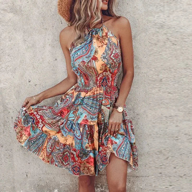 Robe d'été bohème imprimée | Parfaite pour les vacances