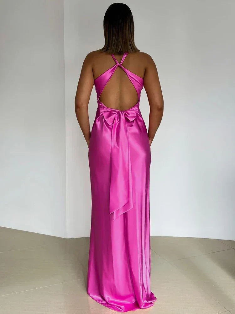 Robe longue satinée | Élégance lumineuse pour vos soirées