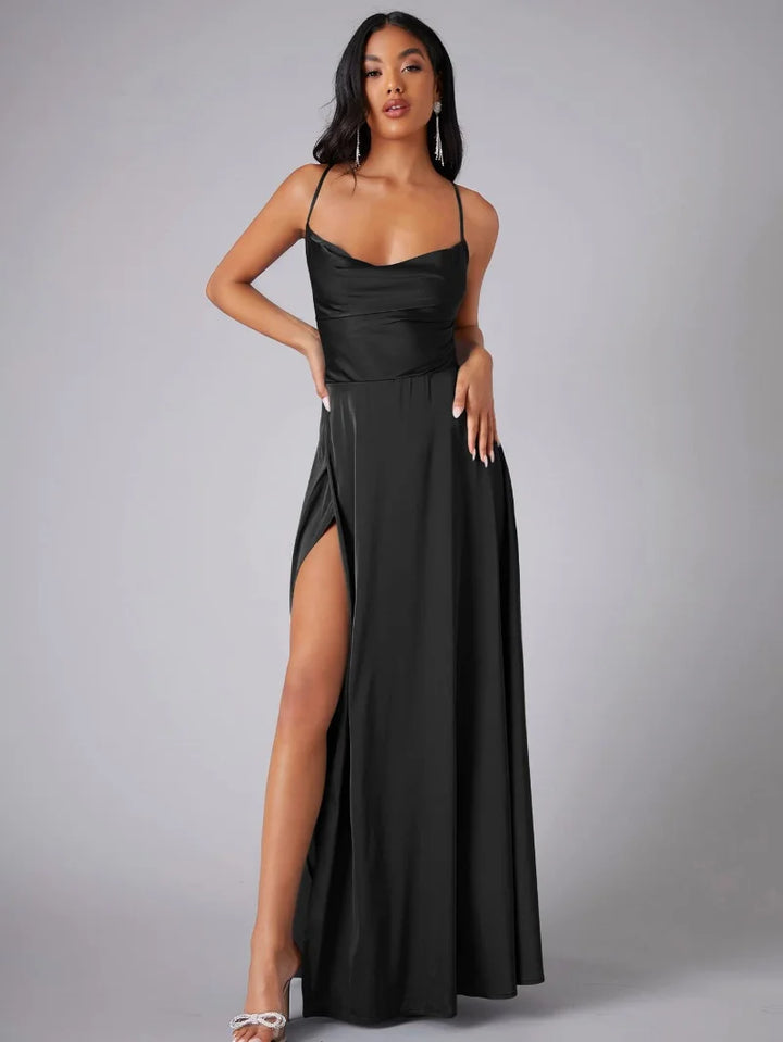 Robe longue élégante | Dos croisé fluide