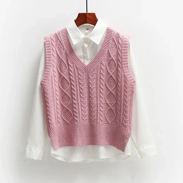 Pull sans manches torsadé | Parfait pour la mi-saison