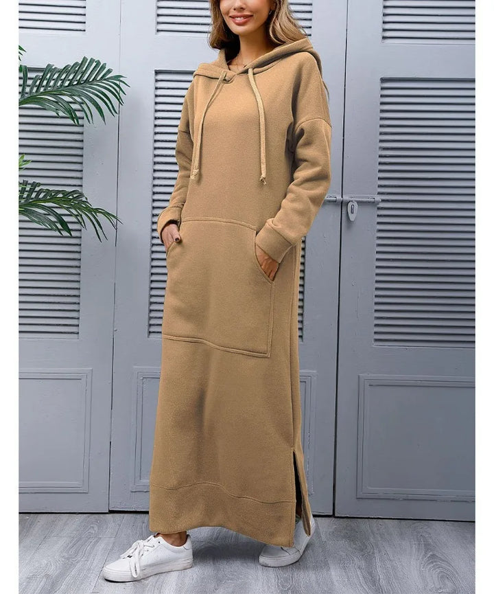 Robe longue sweat à capuche | Décontractée et chaude