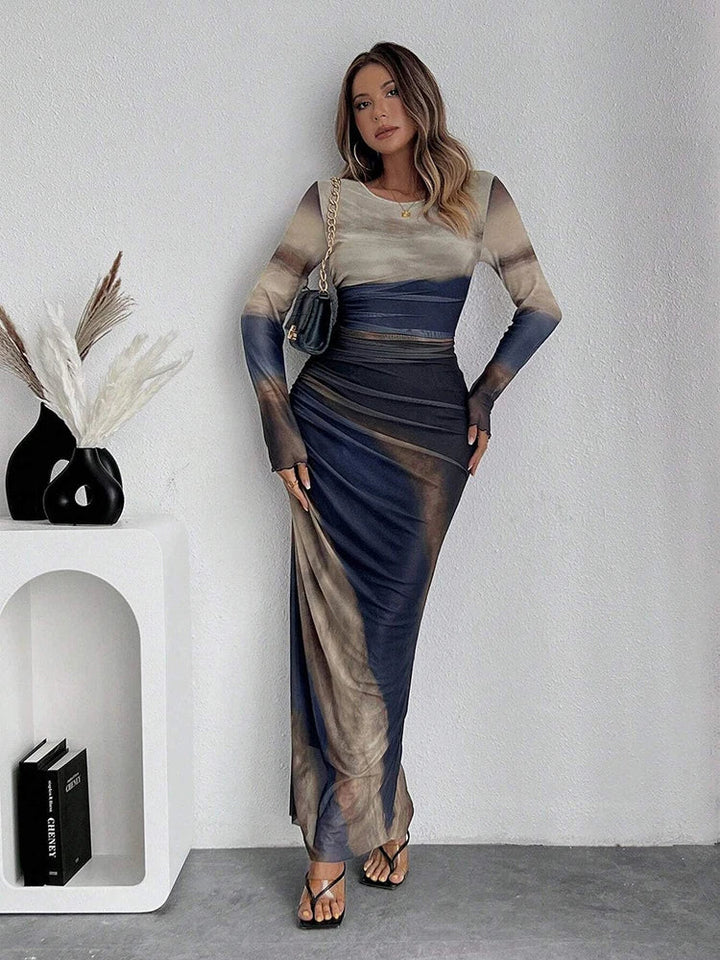 Robe longue aquarelle | Élégance artistique