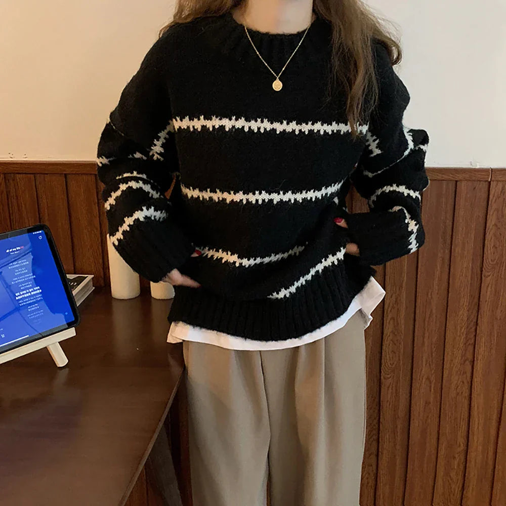 Pull oversized à rayures | Confort ultime pour l’automne