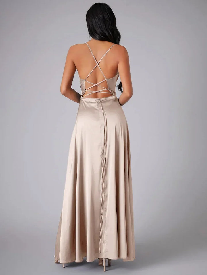 Robe longue élégante | Dos croisé fluide