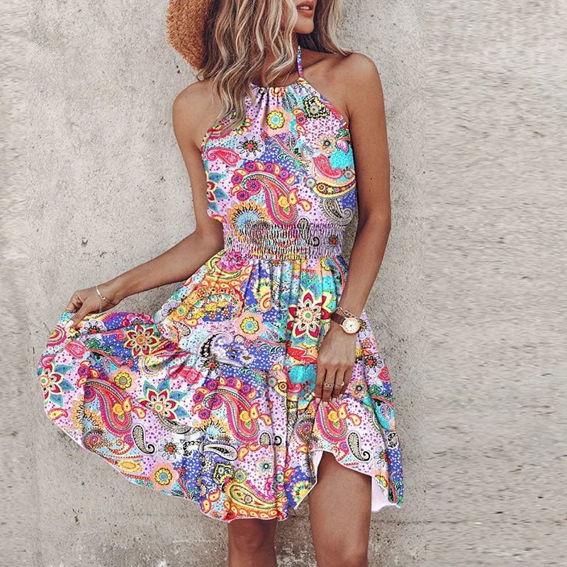 Robe d'été bohème imprimée | Parfaite pour les vacances