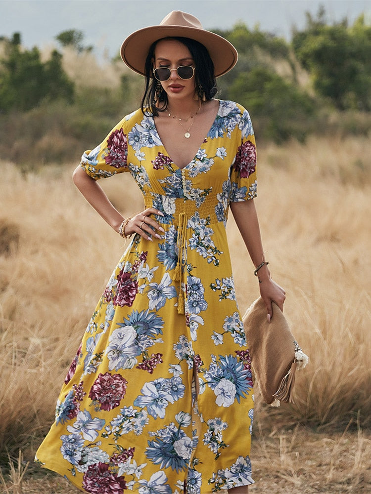 Robe longue fleurie | Élégance estivale