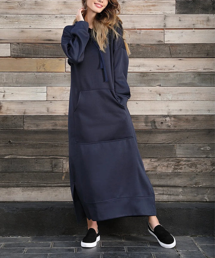 Robe longue sweat à capuche | Décontractée et chaude