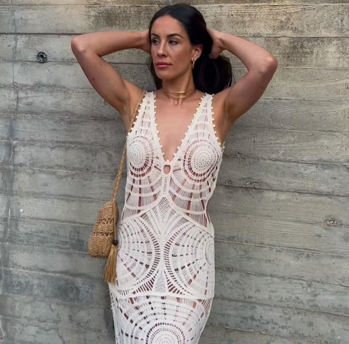 Robe longue crochetée | Élégance bohème chic