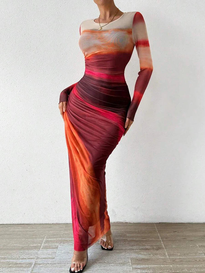 Robe longue aquarelle | Élégance artistique