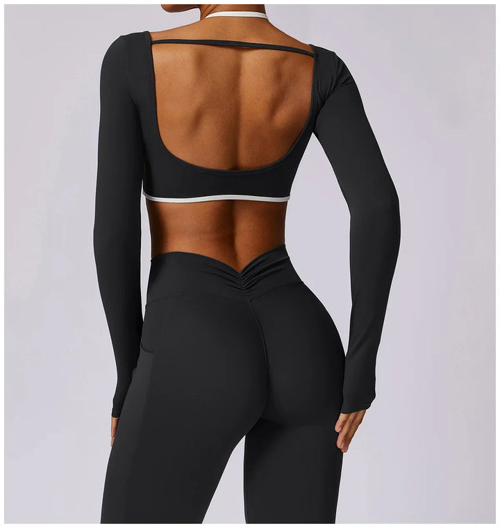 Ensemble yoga deux pièces manches longues | Maintien chic pour l'entraînement