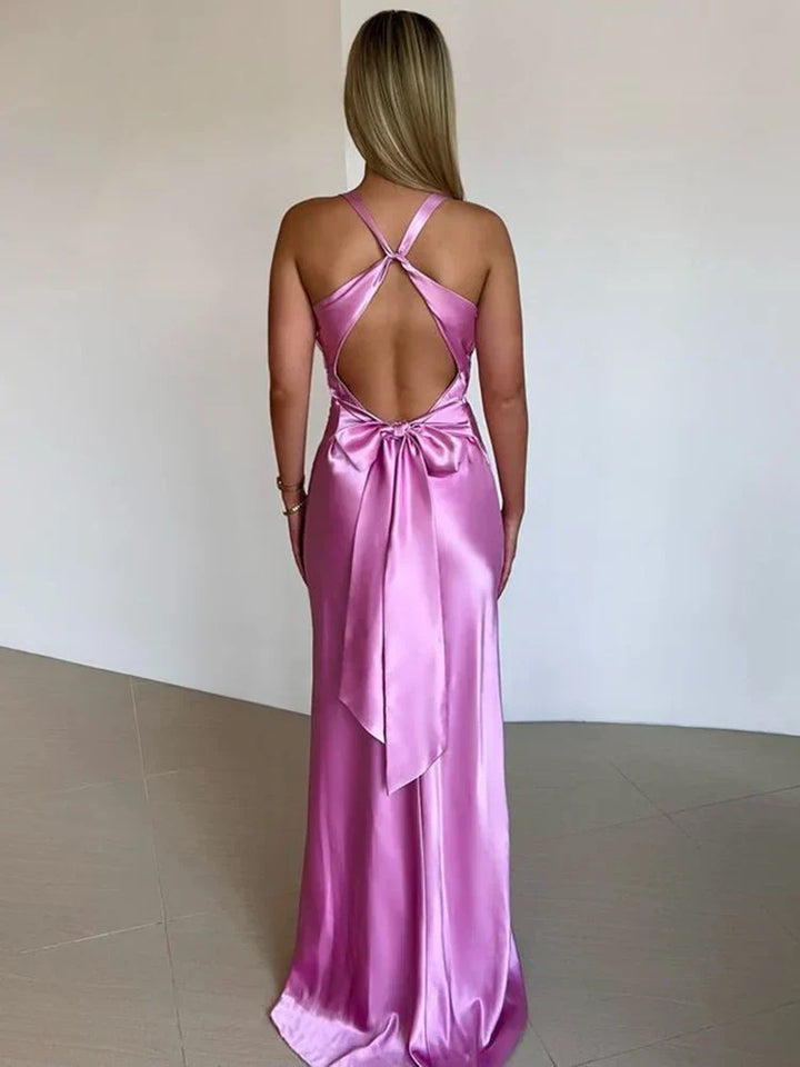 Robe longue satinée | Élégance lumineuse pour vos soirées