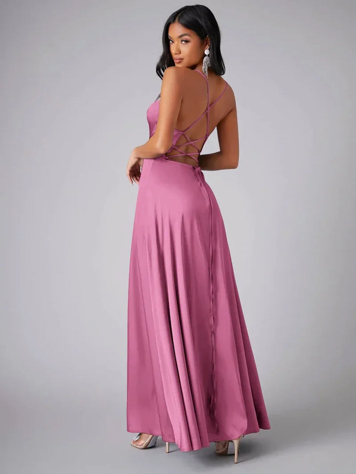 Robe longue élégante | Dos croisé fluide