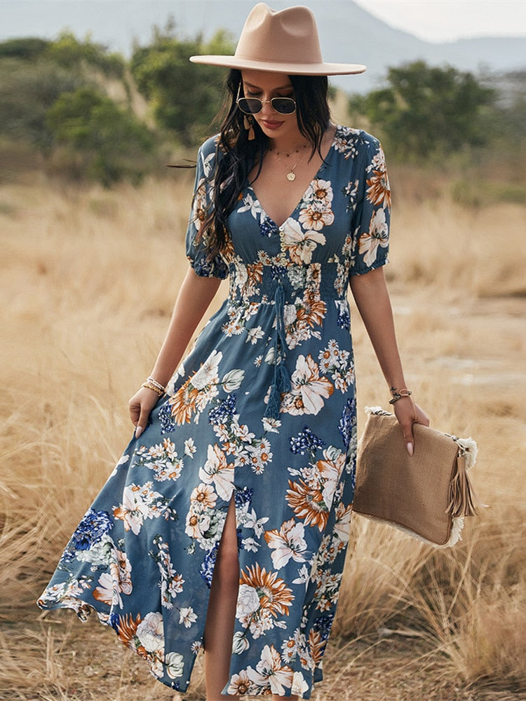 Robe longue fleurie | Élégance estivale
