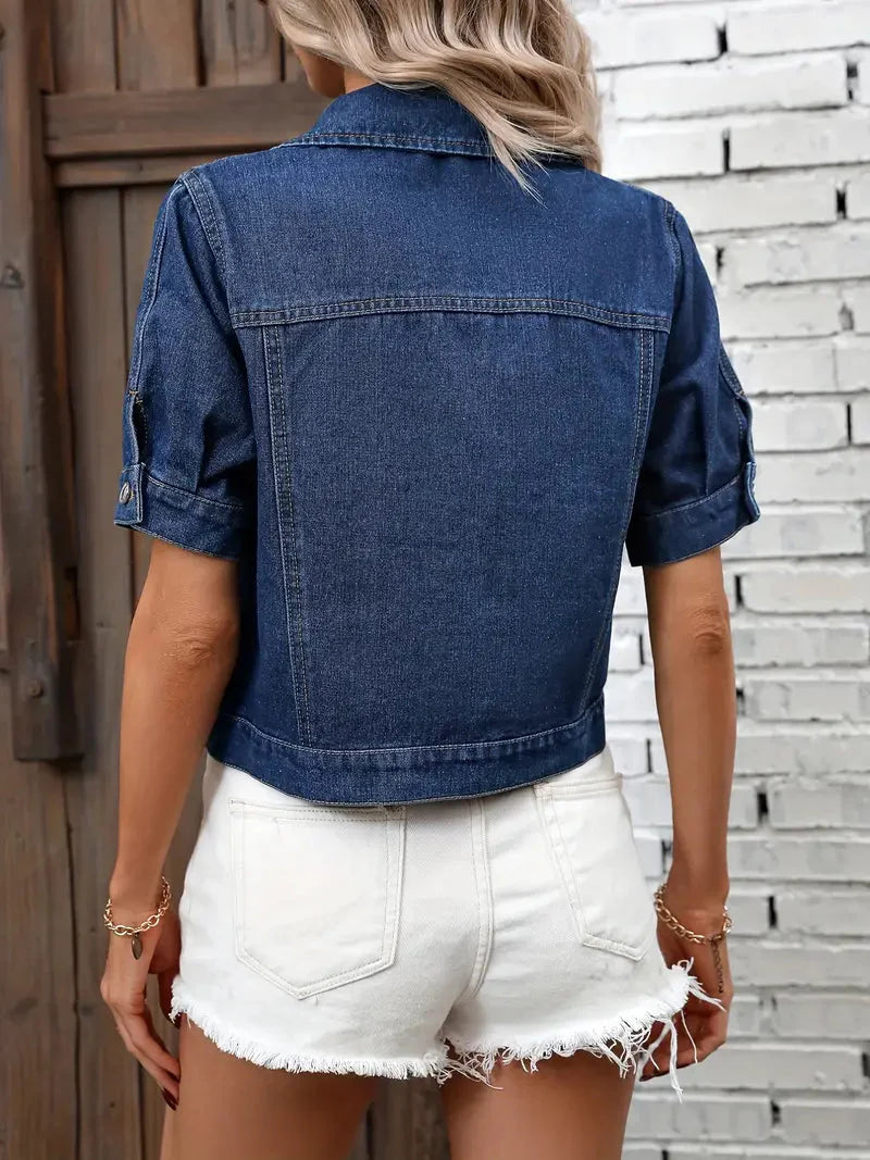 Veste en jean femme | Style décontracté à manches courtes idéale pour été