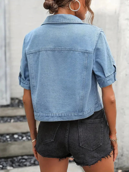 Veste en jean femme | Style décontracté à manches courtes idéale pour été