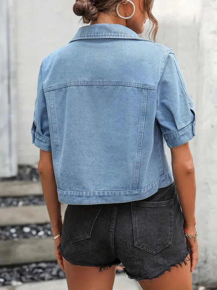 Veste en jean femme | Style décontracté à manches courtes idéale pour été