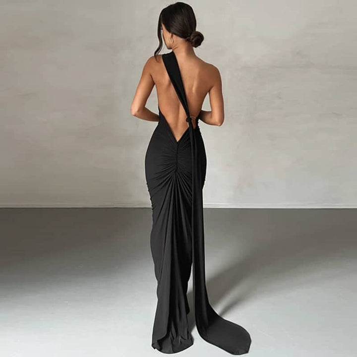 Robe longue asymétrique | Élégance soirée