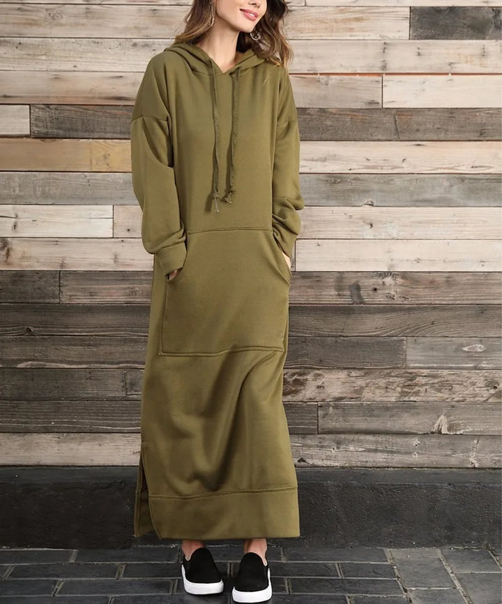 Robe longue sweat à capuche | Décontractée et chaude
