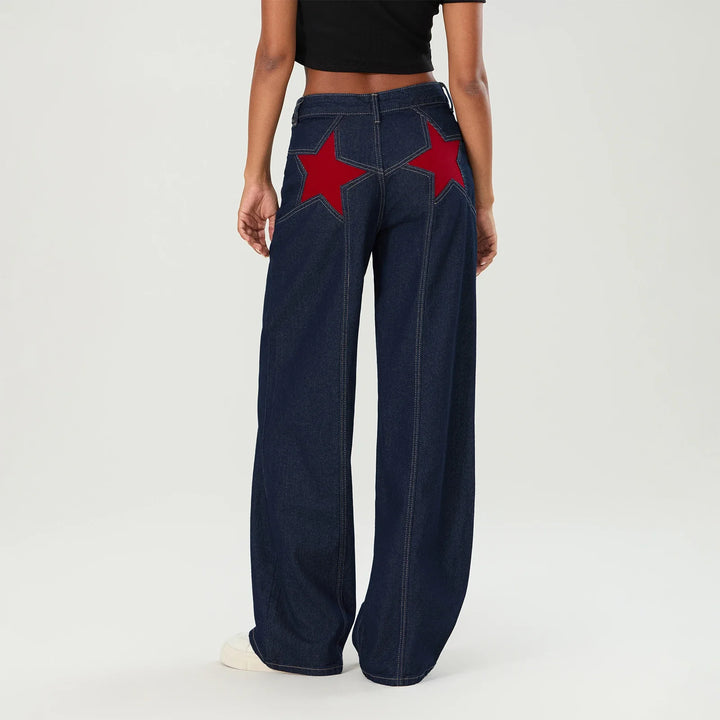 Jean Large Femme | Détail Étoile au Dos