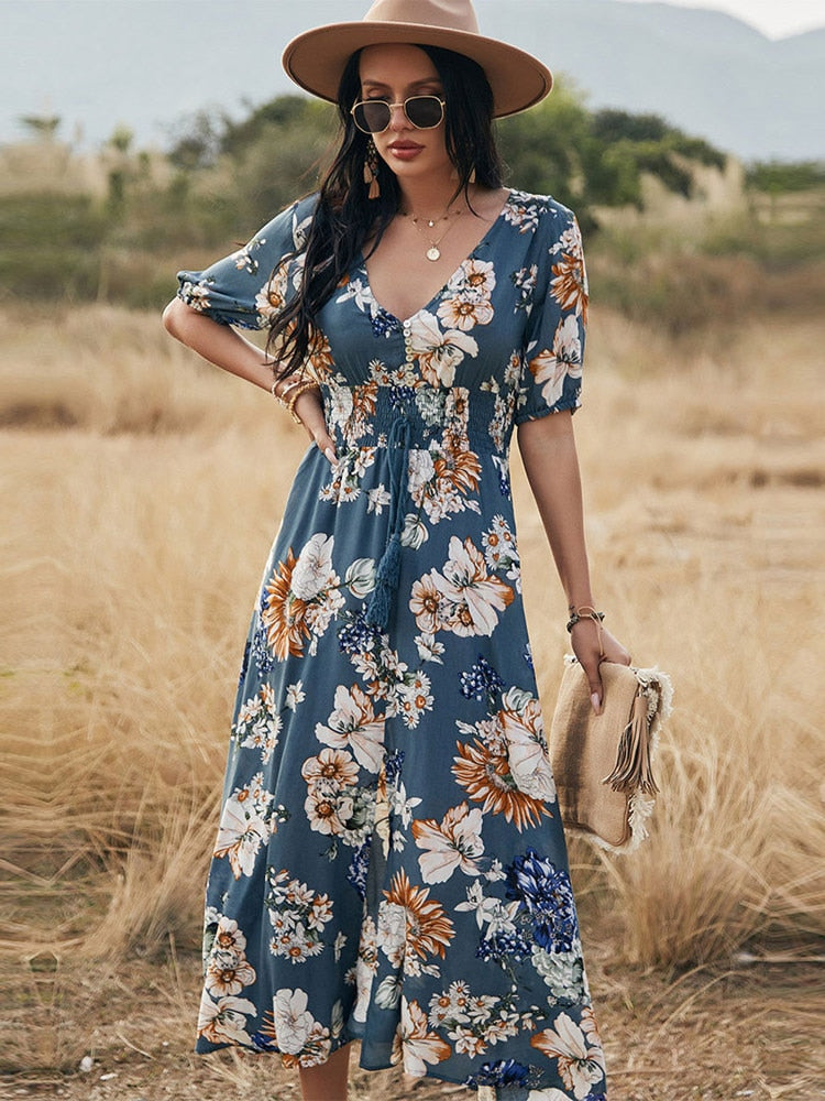 Robe longue fleurie | Élégance estivale