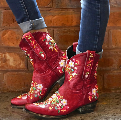 Bottes western à broderies florales | Style vintage original