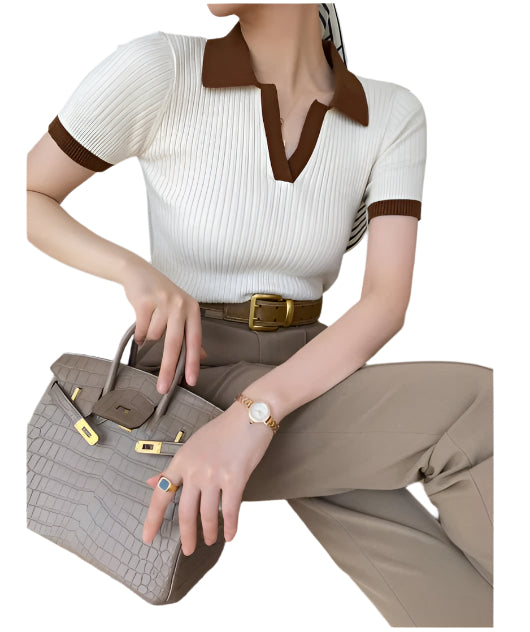 T-shirt polo côtelé | Élégance estivale ajustée