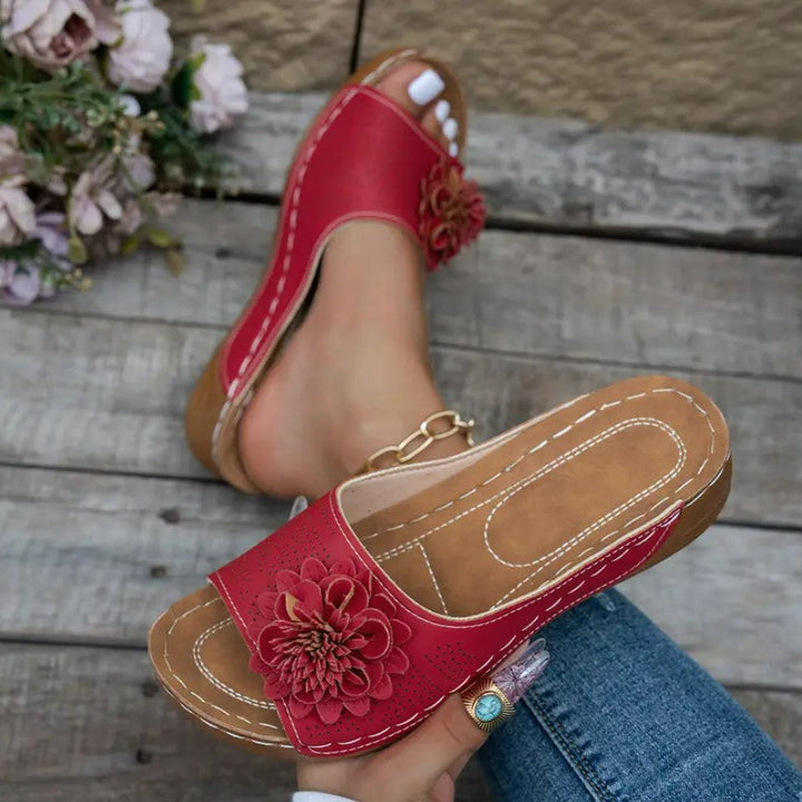 Sandales mules orthopédiques | Confort quotidien et détail fleuri