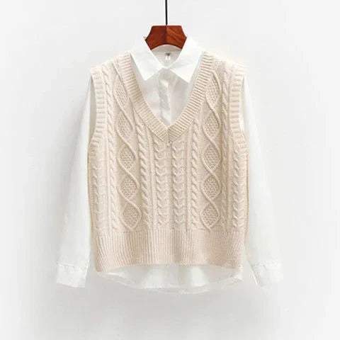 Pull sans manches torsadé | Parfait pour la mi-saison
