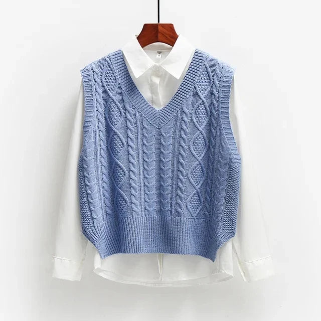 Pull sans manches torsadé | Parfait pour la mi-saison